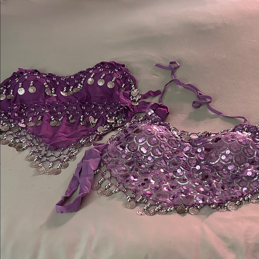 Purple Sequin Coin Embellished Women's Tops. 2 for 1.